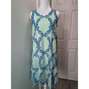 Max Studio Lace Detailed Knee Length Lime Green & Blue Dress Size XS